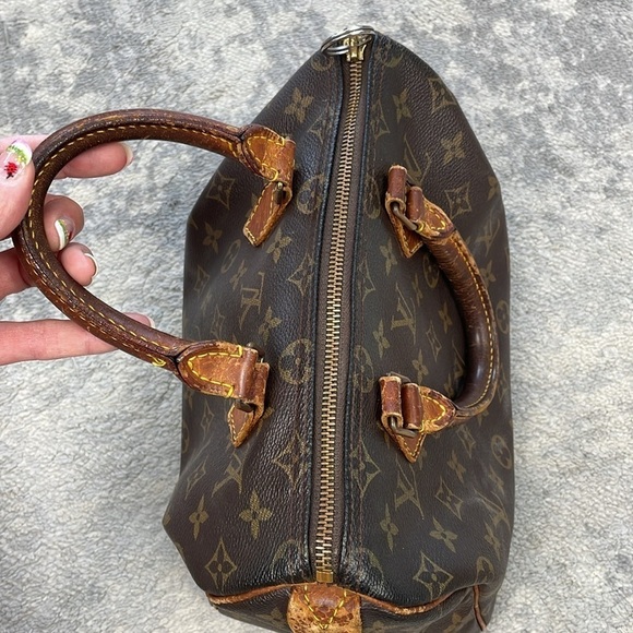 Louis Vuitton Monogram Speedy 25 Hand Bag Classic Designer Brown Tan - Picture 17 of 17
